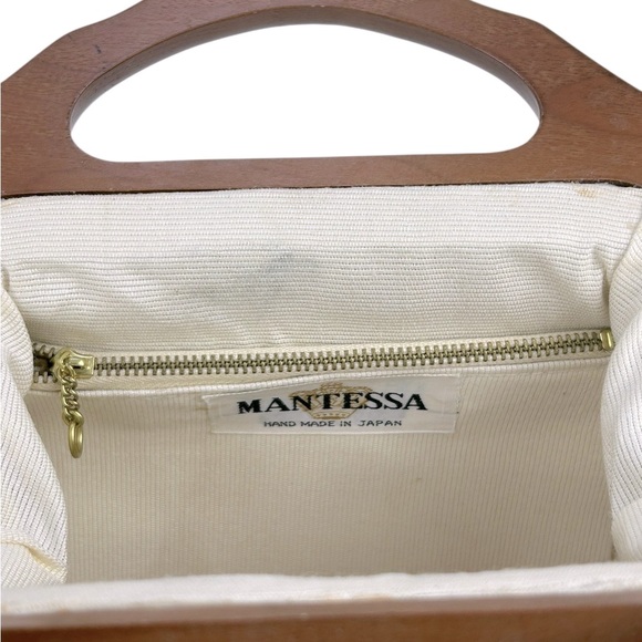 Vintage Handmade Japanese Raffia with Wooden Handle & Beaded detailing Bag Purse - Picture 10 of 10